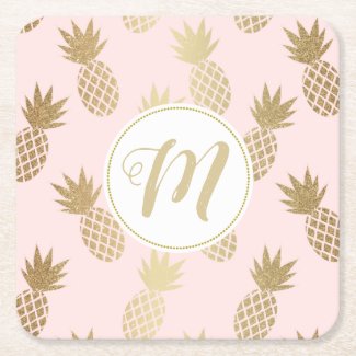 Gold Pineapple Pattern & Monogram