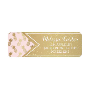 Gold Pineapple Pattern & Ribbon Label