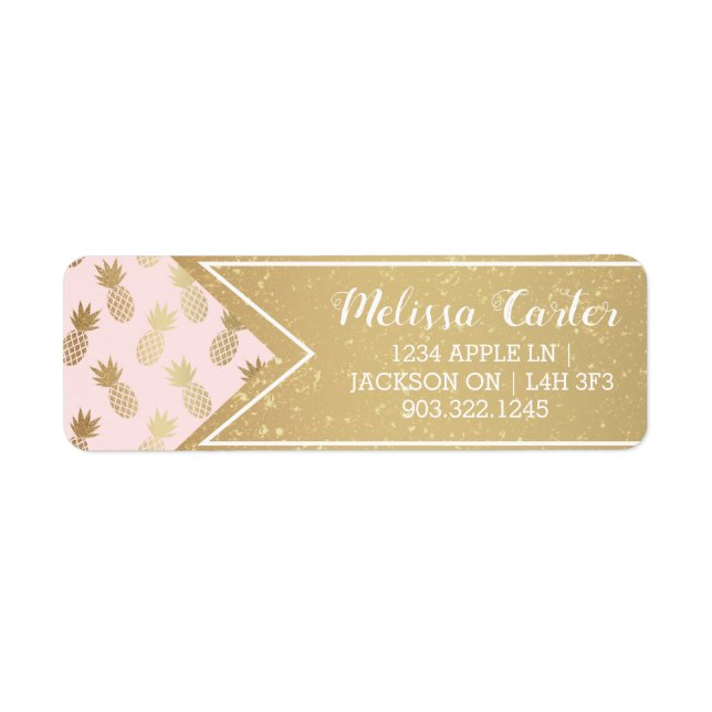 Gold Pineapple Pattern & Ribbon Label (Front)