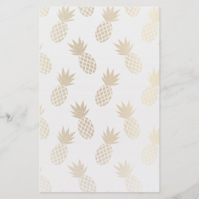 Gold Pineapple Pattern Stationery (Front)