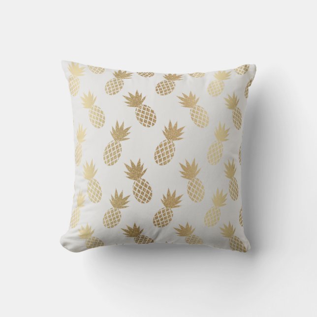 Gold Pineapple Pattern Throw Pillow (Front)