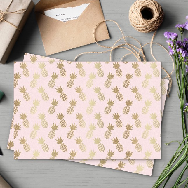Gold Pineapple Pattern Tissue Paper (Pink and Gold Pineapple Pattern Tissue Paper)