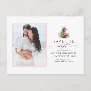 Gold Pineapple Photo Save the Date Announcement Postcard