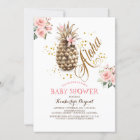 Gold Pineapple Pink Floral Beach Baby Shower