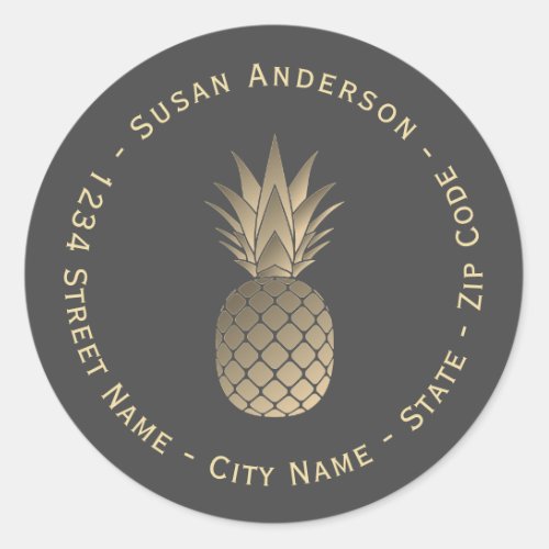 Gold Pineapple Return Address Label