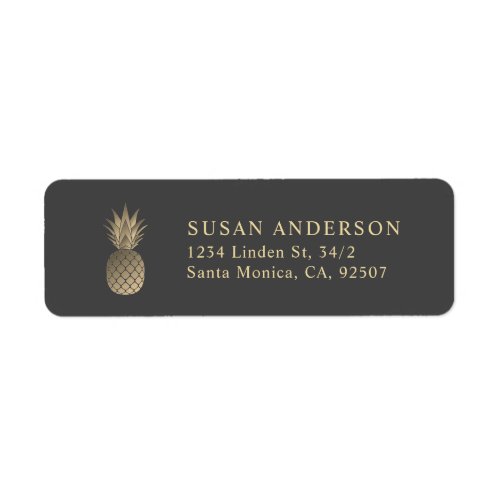 Gold Pineapple Return Address Label