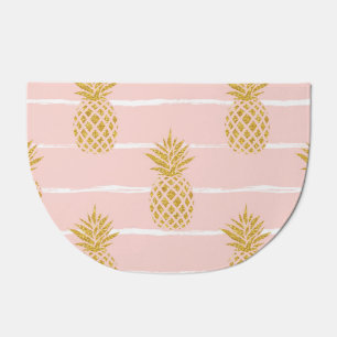 Gold Pineapple, Striped Summer Background. Doormat