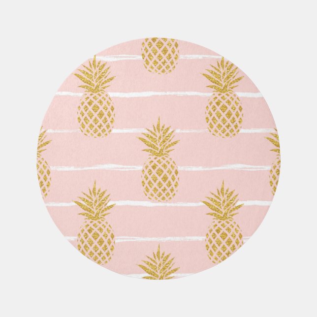 Gold Pineapple, Striped Summer Background. Rug (Front)