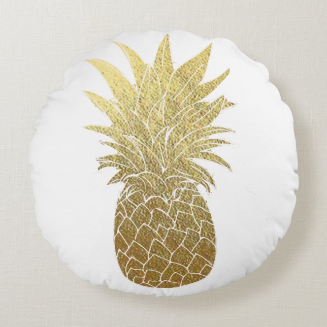 Gold Pineapple Throw Pillow (Front)