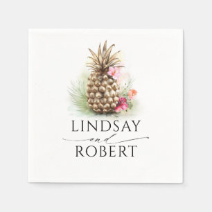 Gold Pineapple Tropical Beach Wedding Napkins