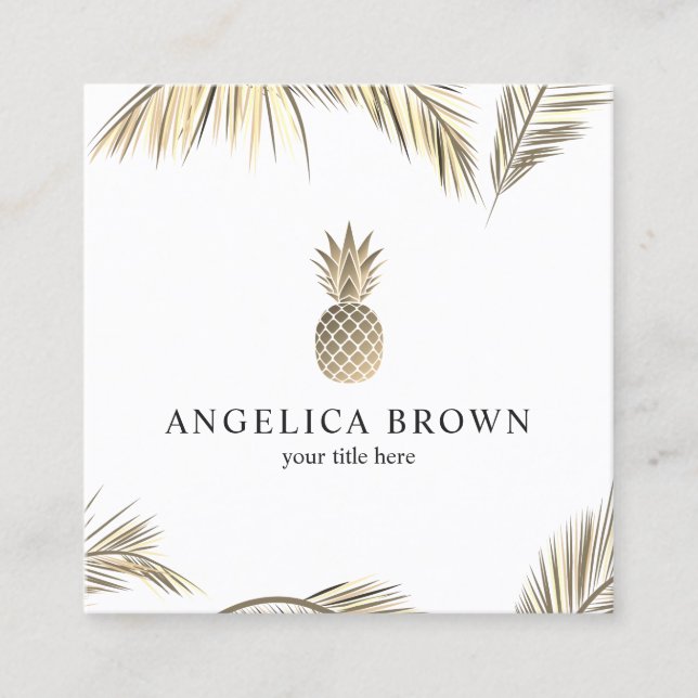 Gold Pineapple - Tropical Business Card (Front)