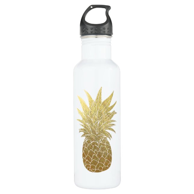 Gold Pineapple Waterbottle Stainless Steel Water Bottle (Front)