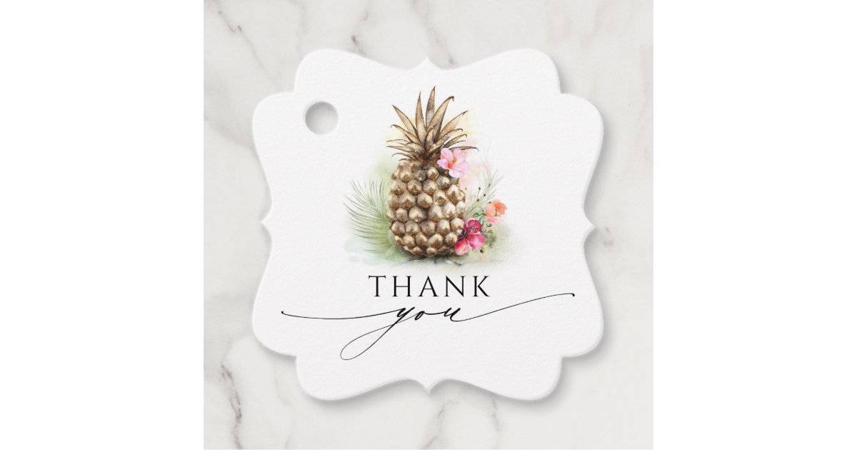 Gold Pineapple Wedding Thank You Favor Tags | Zazzle