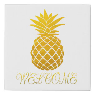 Gold Pineapple Welcome Canvas