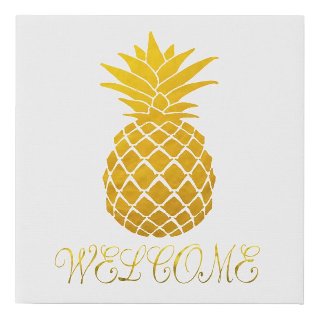 Gold Pineapple Welcome Canvas (Front)