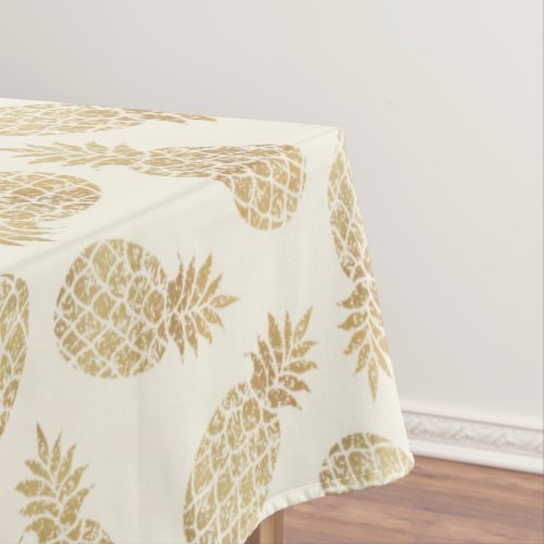 Gold Pineapples on Ivory Tropical Tablecloth