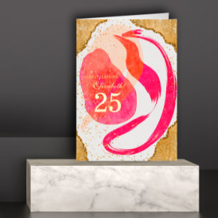 Gold Pink 25 Year Employee Anniversary Business Foil Greeting Card