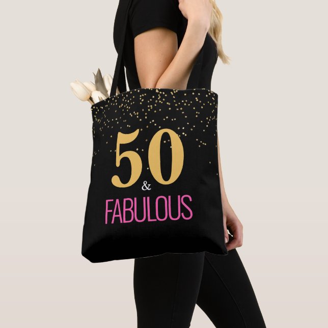 Gold Pink 50 and Fabulous Birthday Tote (Close Up)