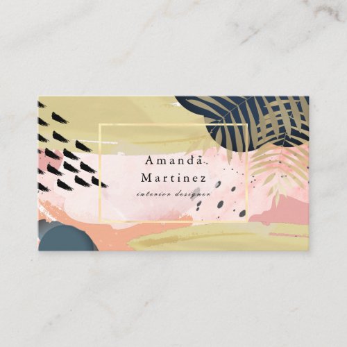 Gold  Pink Abstract Modern Business Card
