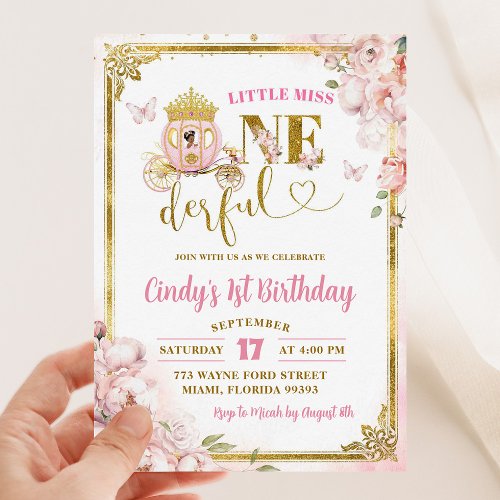 Gold Pink African Princess Onederful Birthday Invitation