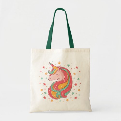 Gold Pink and Green Magical Unicorn Tote Bag