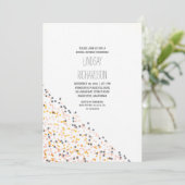gold pink and navy confetti bridal shower invitation (Standing Front)