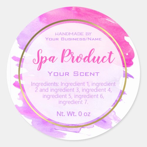 Gold Pink And Purple Watercolor Spa Labels