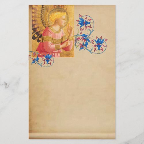 GOLD PINK ANGEL Antique Floral Parchment Stationery
