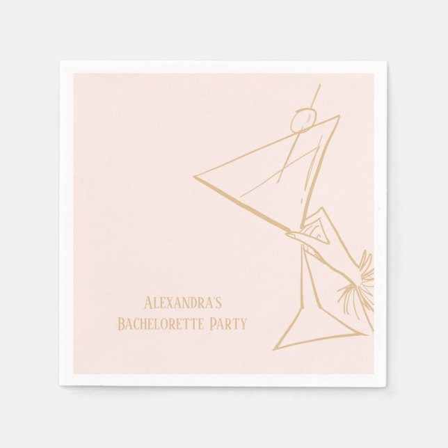 Gold Pink Bachelorette Party Napkin (Front)