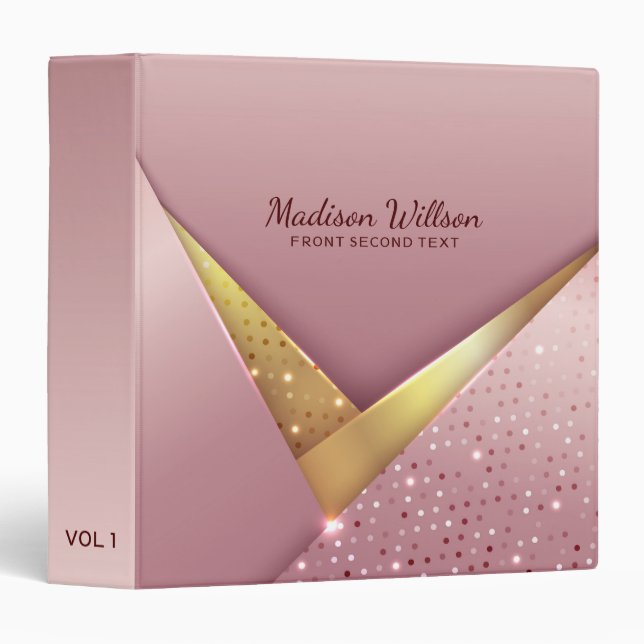 Gold & Pink Background 3 Ring Binder (Front/Spine)