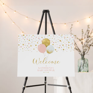 Gold & Pink Balloons Modern Baby Shower Welcome Foam Board
