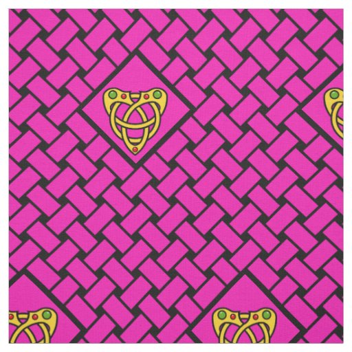 Gold/pink/black weave, diamond, Celtic heartknot Fabric