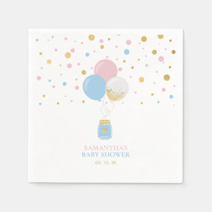 Gold, Pink & Blue Gender Reveal Baby Shower Napkin