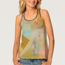 Gold Pink Blue Graphic Abstract Geometric  Tank Top