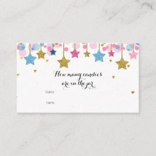 Gold Pink Blue twinkle How Many Candies in the jar Enclosure Card