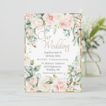 Gold Pink Blush Watercolor Romantic Floral Wedding