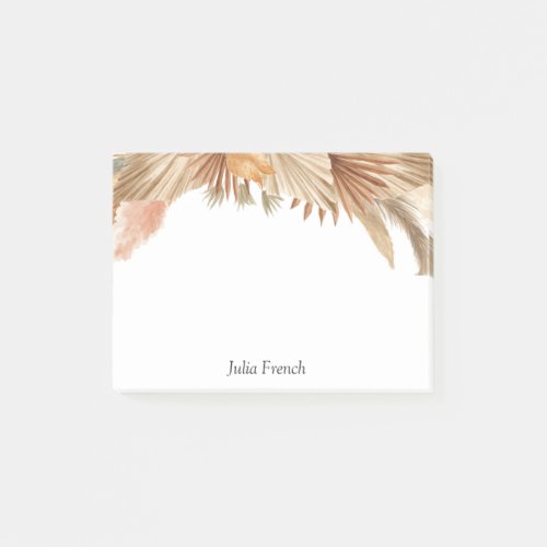 Gold Pink Boho Pampas Grass Post_It Notes