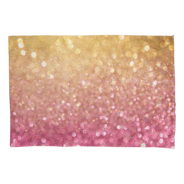Gold Pink Bokeh: Abstract Lights Pillow Case (Front)