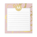 Gold &amp; Pink Brushstrokes Monogram Initial Notepad at Zazzle