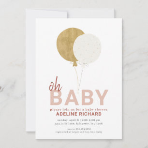 Gold, Pink, Burnt Orange Oh Baby Shower Invitation