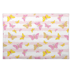 Gold & Pink Butterfly Cloth Placemat