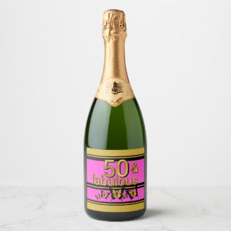 Gold Pink Butterfly Fifty & Fabulous 50th Birthday