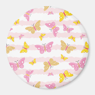 Gold & Pink Butterfly Magnet