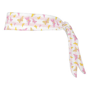 Gold & Pink Butterfly Tie Headband