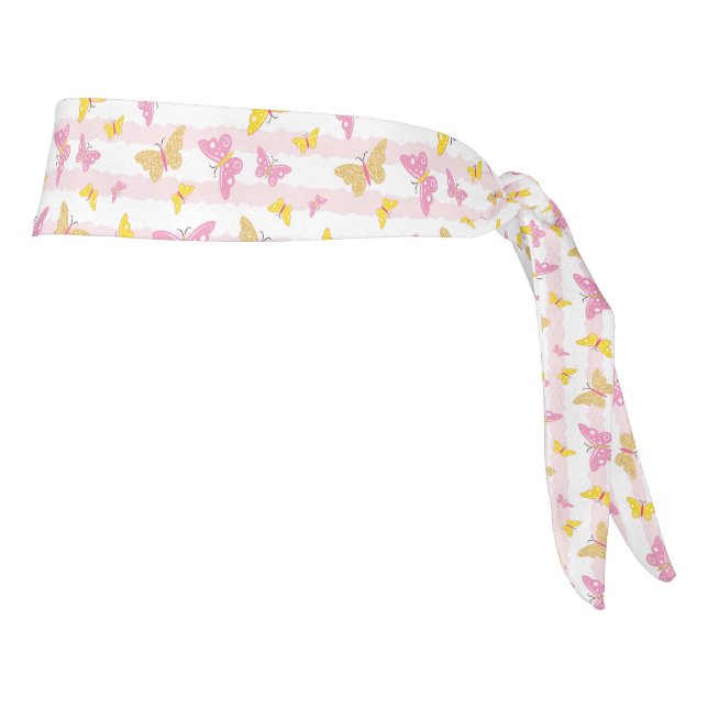 Gold & Pink Butterfly Tie Headband (Rotate 90)