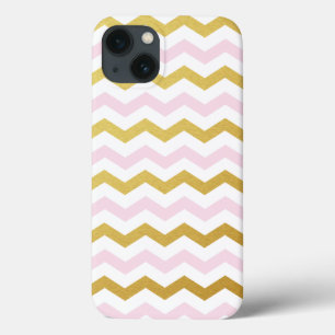 Gold & Pink Chevron Pattern iPad Case