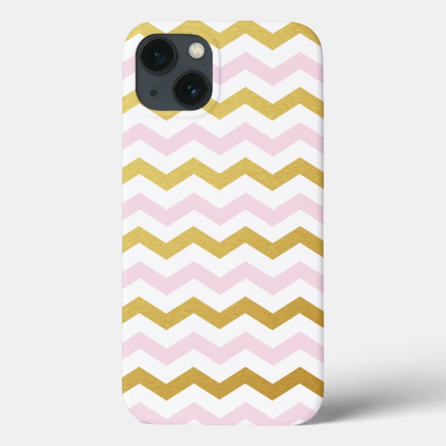 Gold & Pink Chevron Pattern iPad Case (Back)