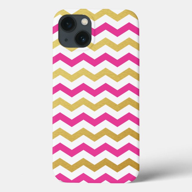 Gold & Pink Chevron Pattern iPad Case (Back)