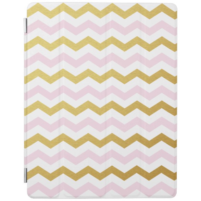 Gold & Pink Chevron Pattern iPad Case (Front)