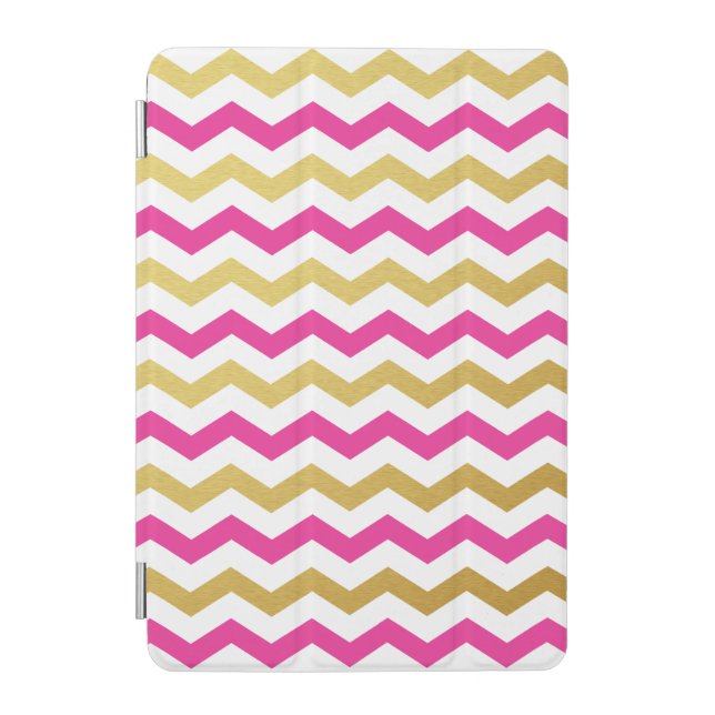 Gold & Pink Chevron Pattern iPad Mini Case (Front)